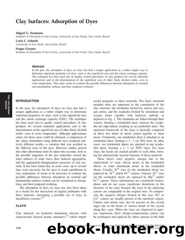 Clay Surfaces: Adsorption of Dyes by Miguel G. Neumann Carla C. Schmitt & Fergus Gessner