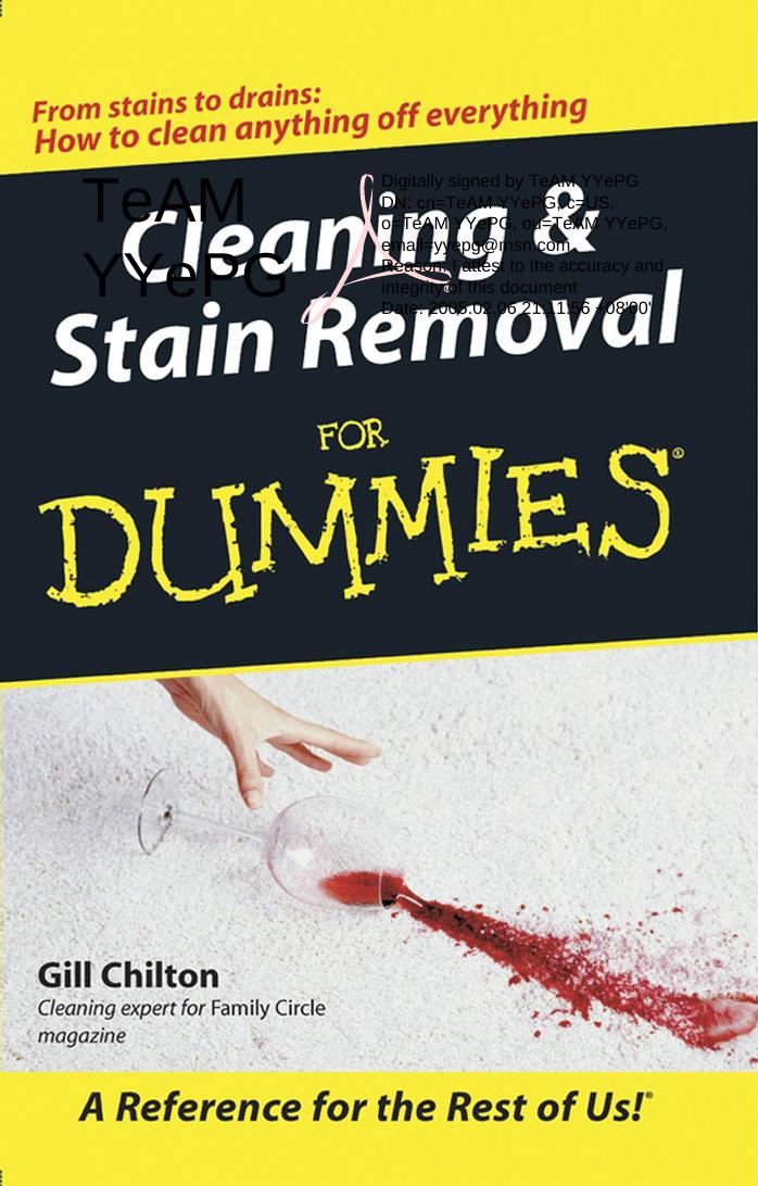 Cleaning & Stain Removal for Dummies by Unknown