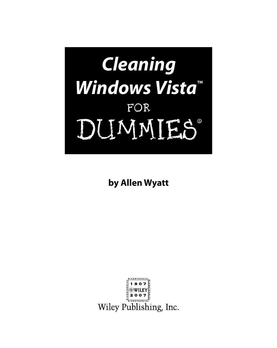 Cleaning Windows Vista for dummies by Allen Wyatt