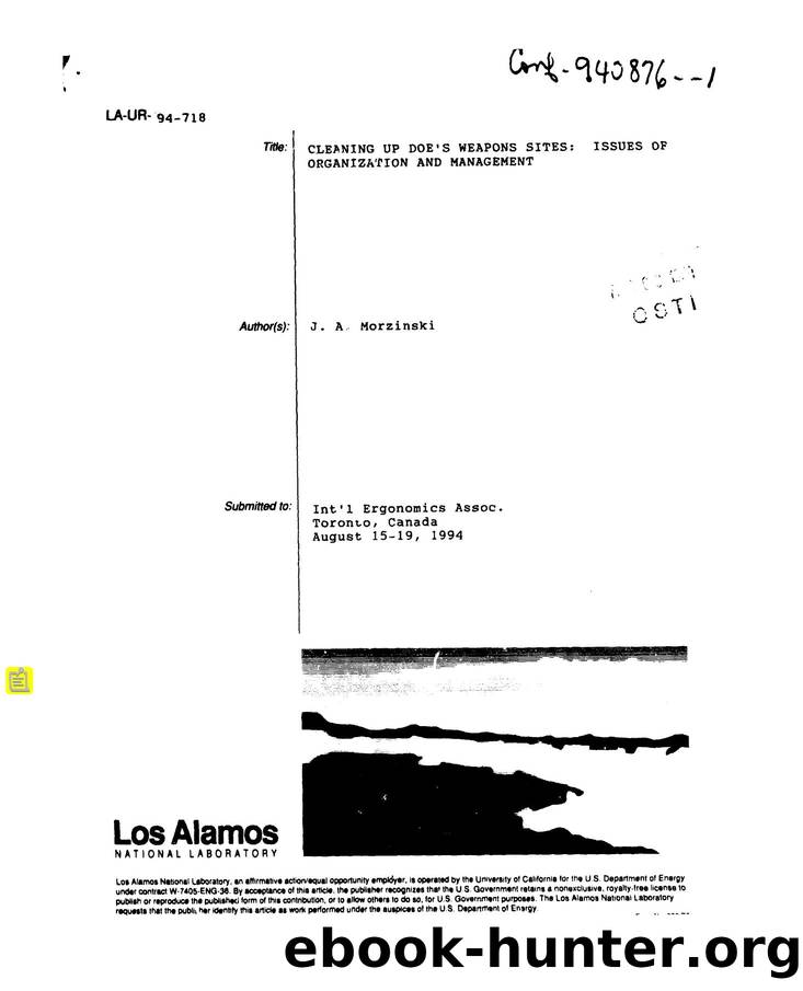 Cleaning up DOE s weapons sites   issues of organization and management  None by LANL Research Library LWW Project