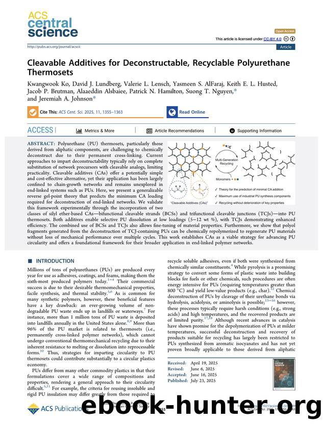 Cleavable Additives for Deconstructable, Recyclable Polyurethane Thermosets by unknow