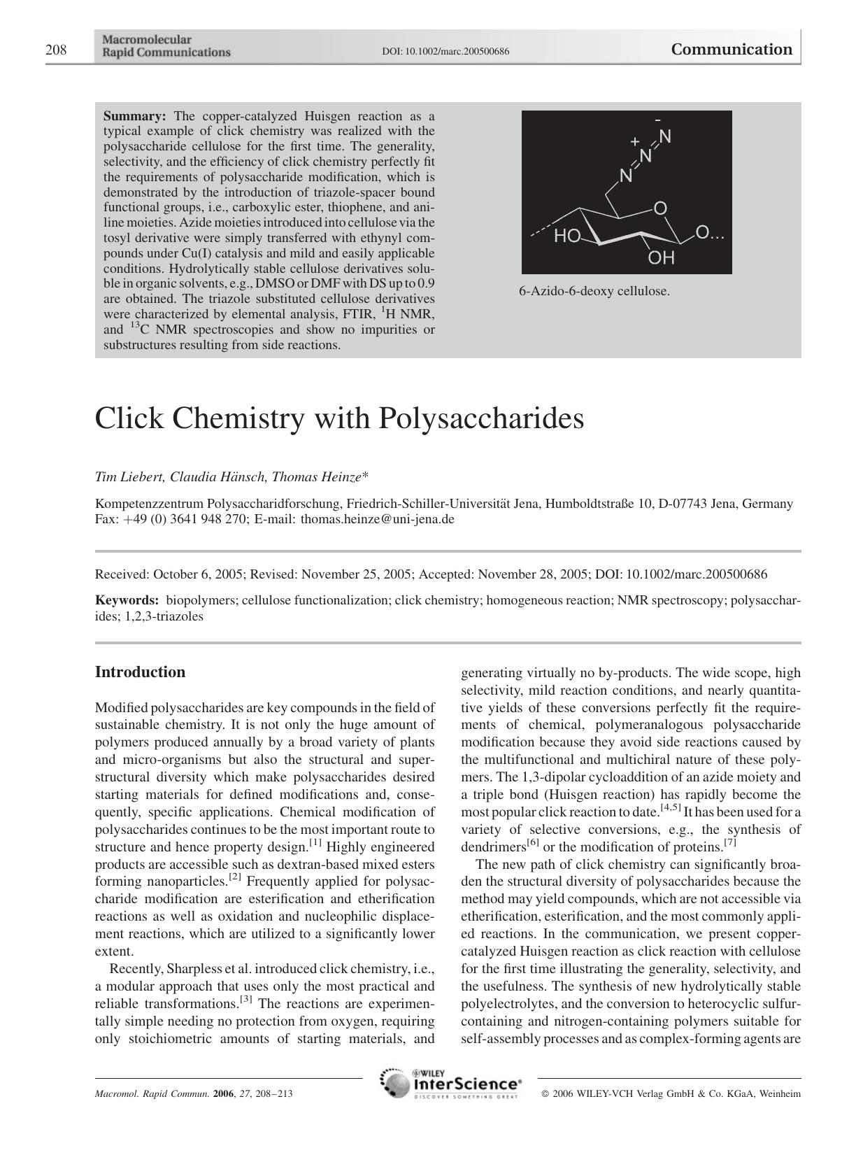 Click Chemistry with Polysaccharides by Unknown