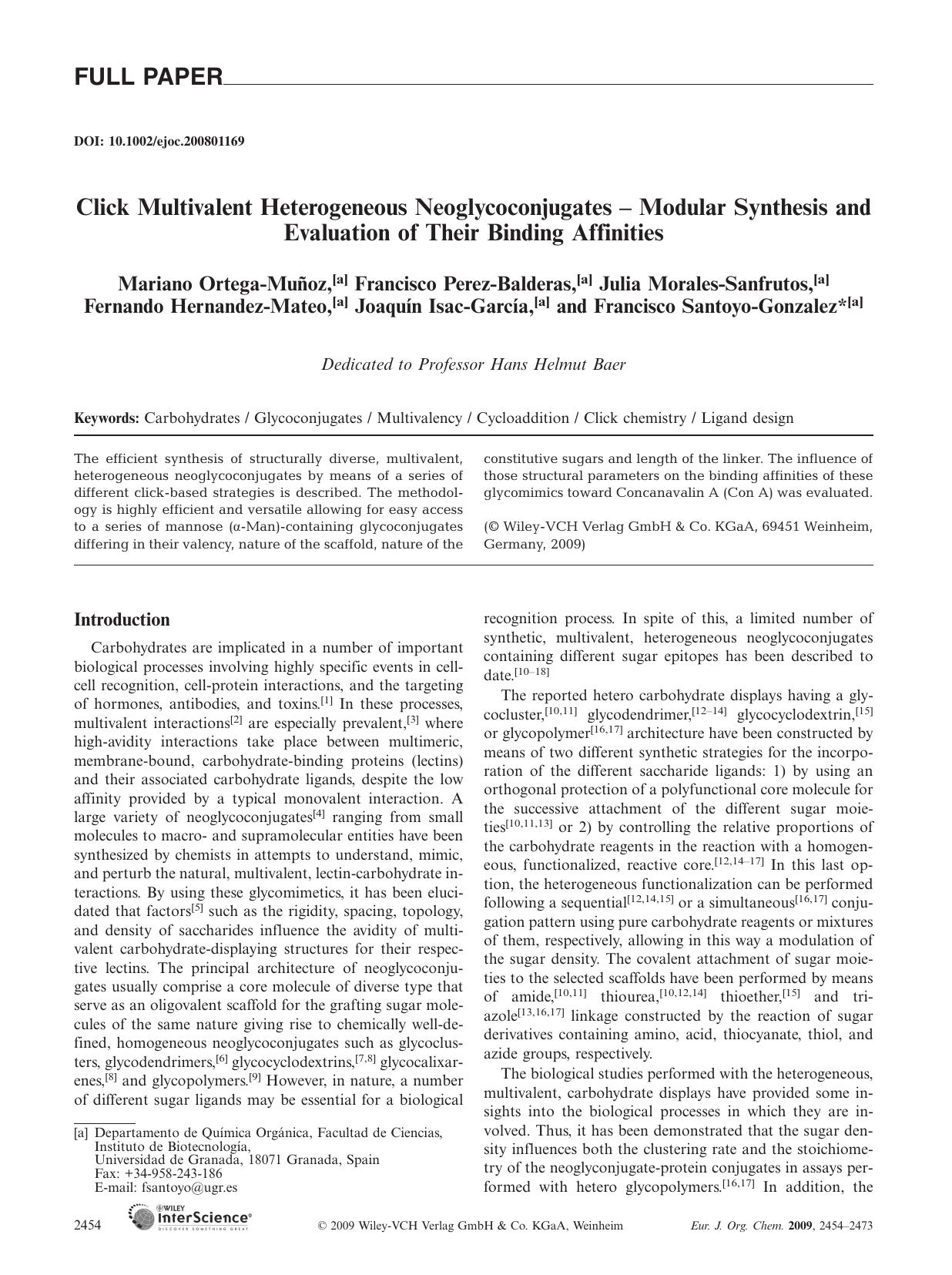 Click Multivalent Heterogeneous Neoglycoconjugates - Modular Synthesis and Evaluation of Their Binding Affinities by Unknown