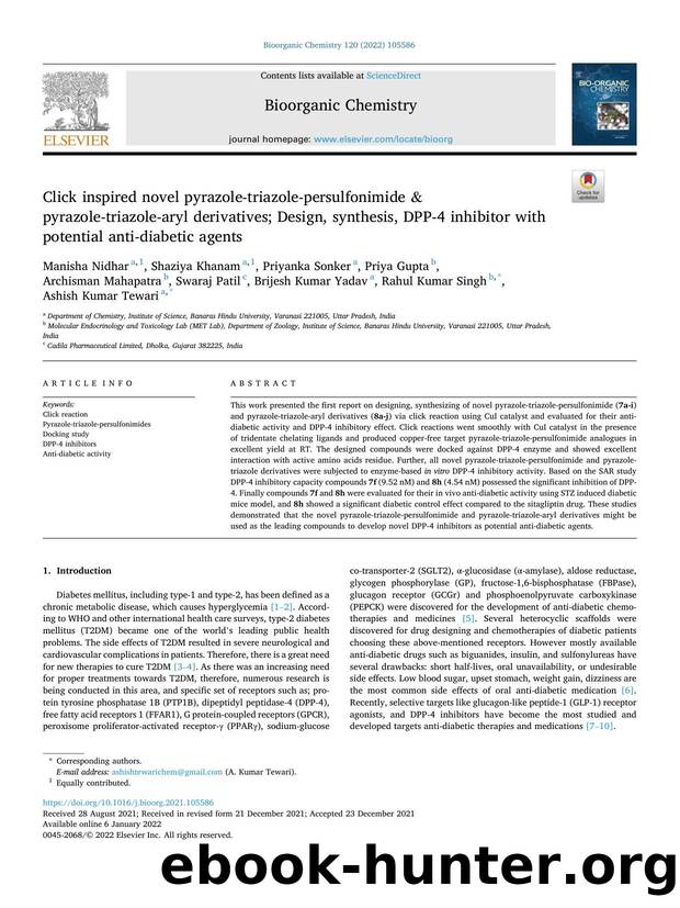 Click inspired novel pyrazole-triazole-persulfonimide & pyrazole-triazole-aryl derivatives; Design, synthesis, DPP-4 inhibitor with potential anti-diabetic agents by unknow
