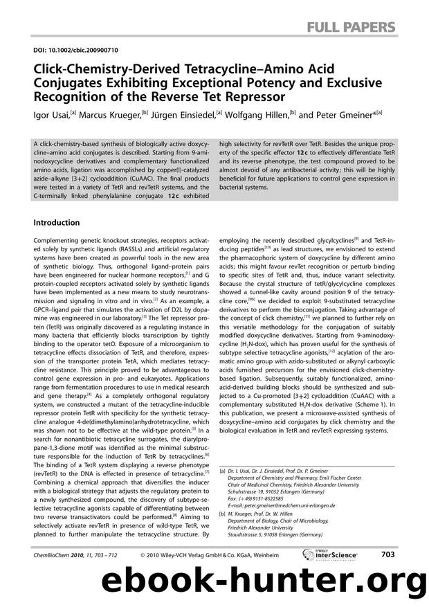 Click?Chemistry?Derived Tetracycline?Amino Acid Conjugates Exhibiting Exceptional Potency and Exclusive Recognition of the Reverse Tet Repressor by Unknown