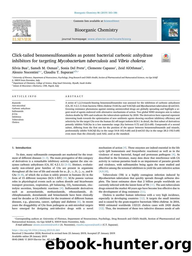 Click-tailed benzenesulfonamides as potent bacterial carbonic anhydrase inhibitors for targeting Mycobacterium tuberculosis and Vibrio cholerae by unknow