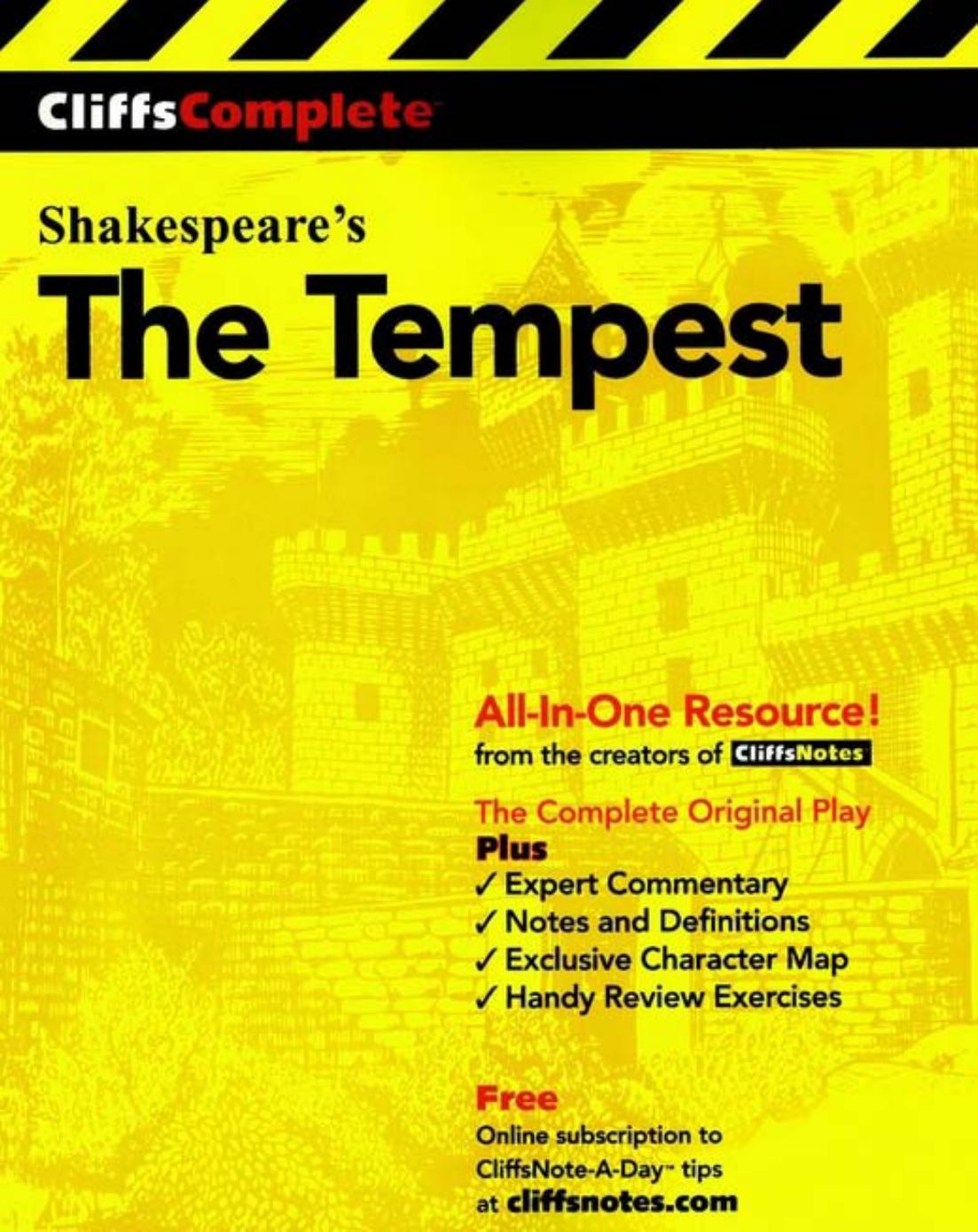 Cliffs Complete Shakespeare's The Tempest by Matthew Hanson Edited by Sidney Lamb