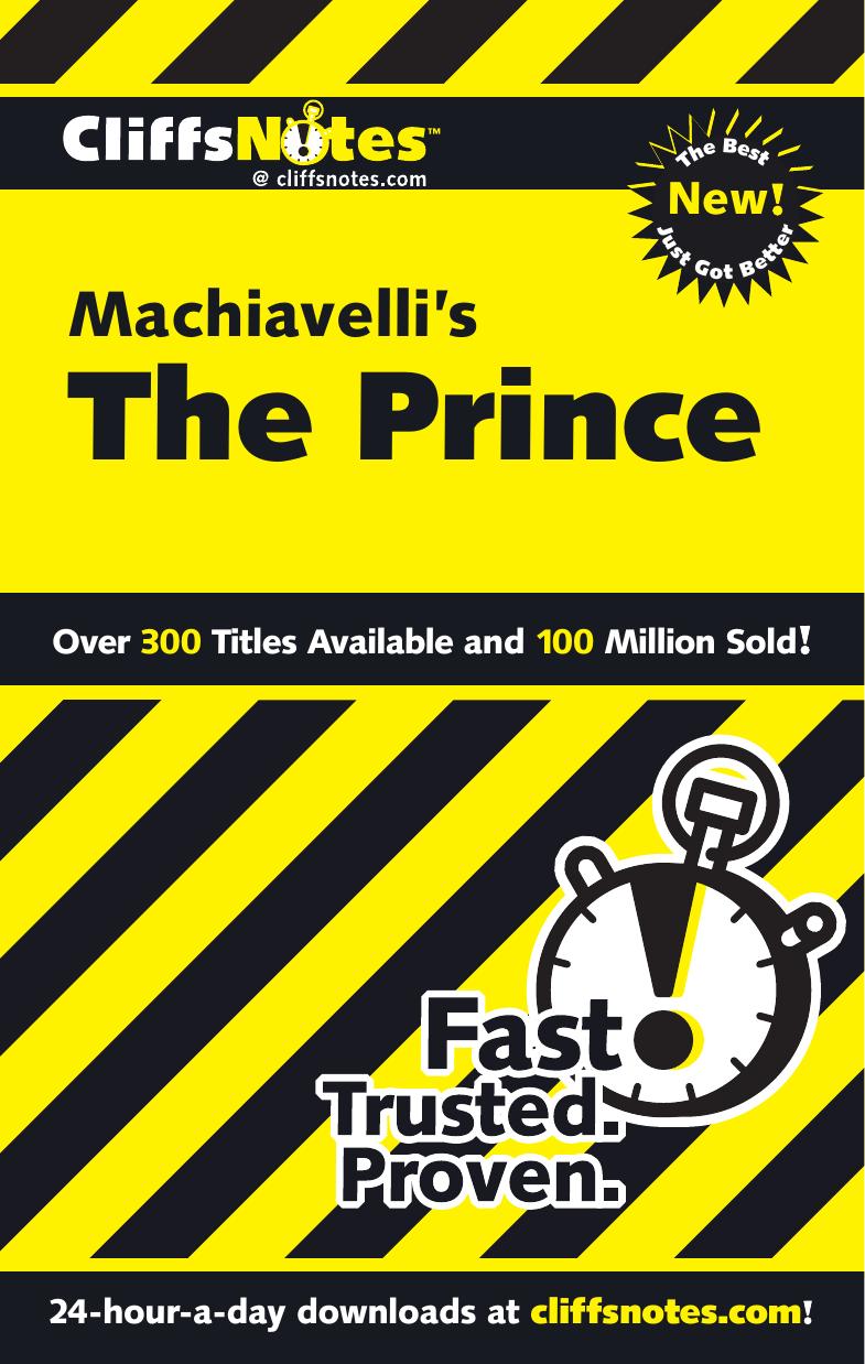 Cliffs Notes: Machiavelliâs The Prince by Stacy Magedanz