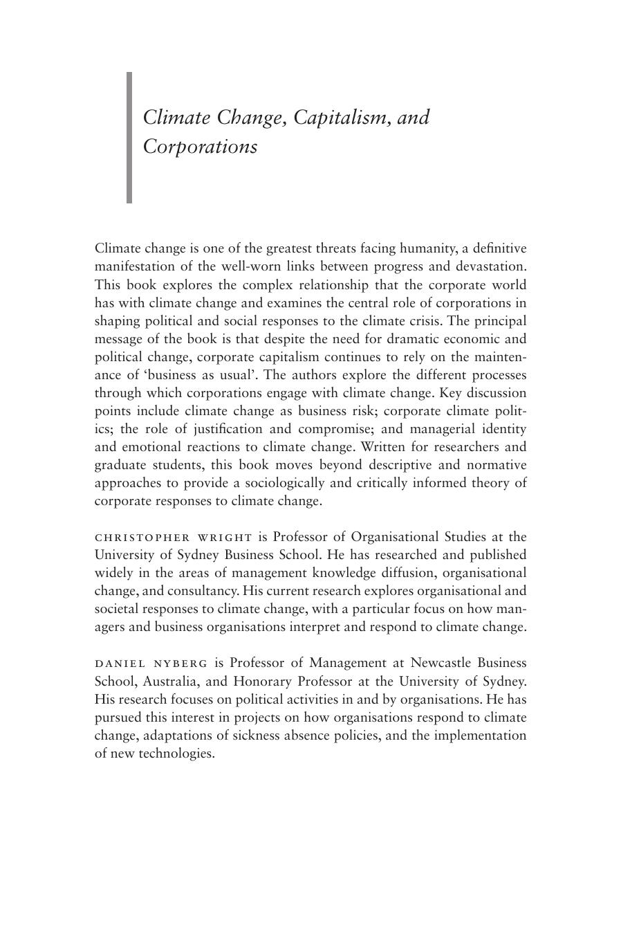 Climate Change, Capitalism, and Corporations by Christopher Wright; Daniel Nyberg