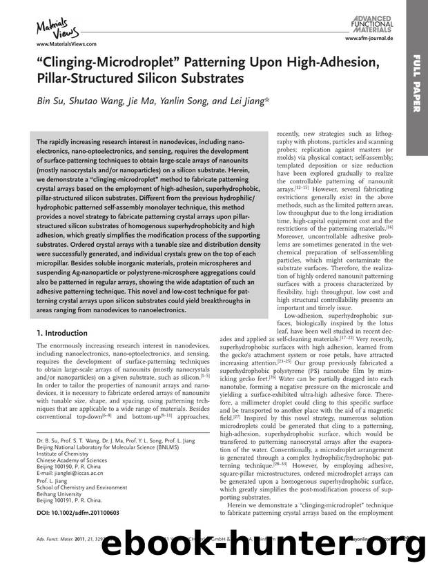 ClingingMicrodroplet Patterning Upon HighAdhesion, PillarStructured Silicon Substrates by wcu