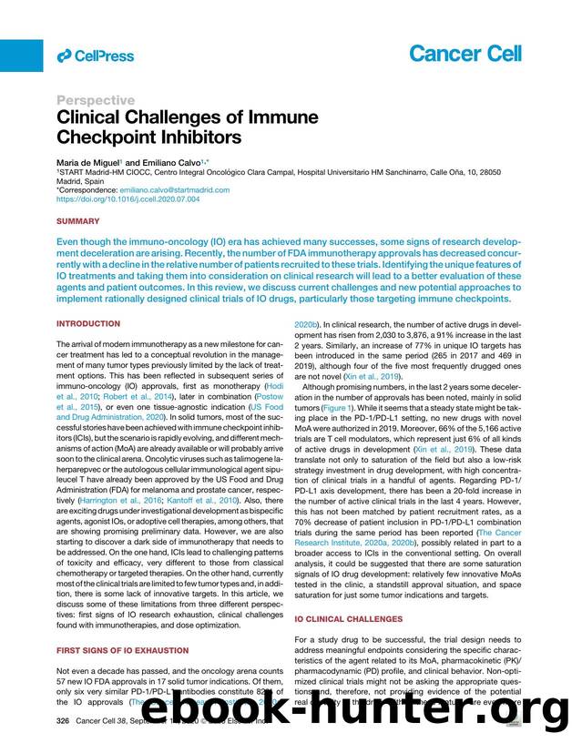 Clinical Challenges of Immune Checkpoint Inhibitors by Maria de Miguel & Emiliano Calvo