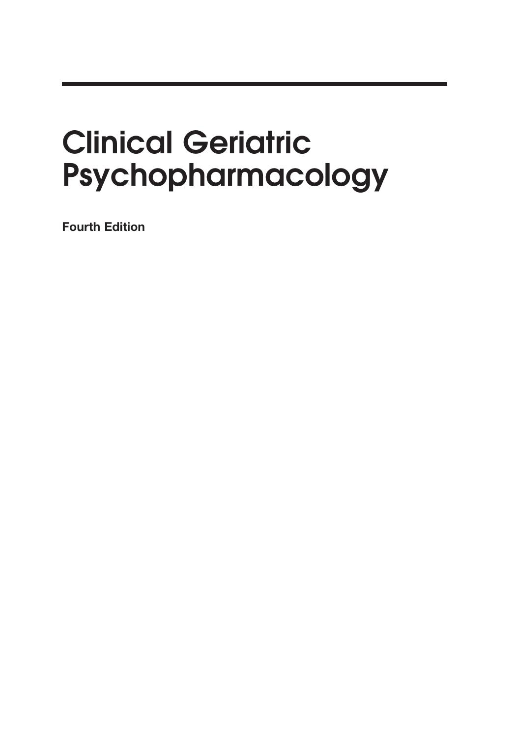 Clinical Geriatric Psychopharmacology by Carl Salzman