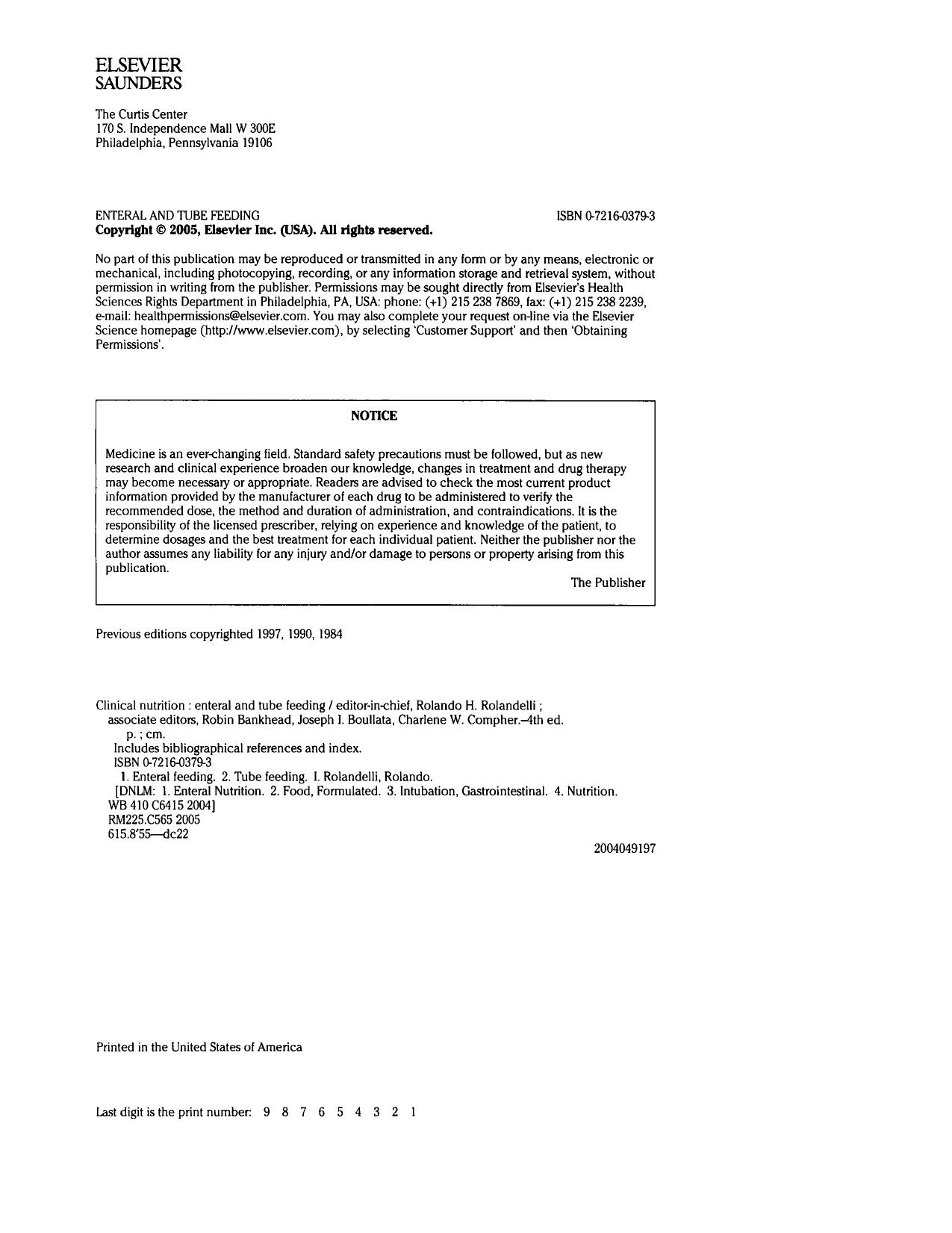 Clinical Nutrition: Enteral and Tube Feeding by Rolando Rolandelli Robin Bankhead Joseph Boullata Charlene Compher