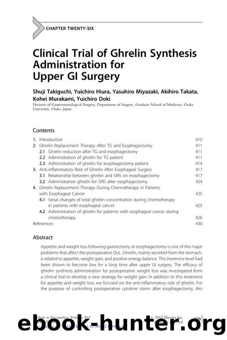 Clinical Trial of Ghrelin Synthesis Administration for Upper GI Surgery by unknow