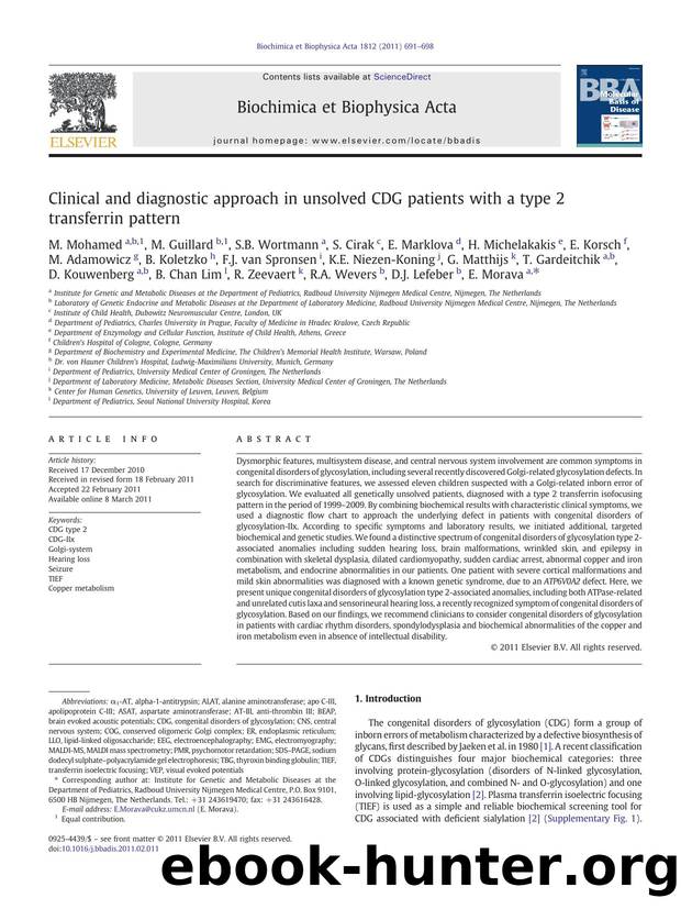 Clinical and diagnostic approach in unsolved CDG patients with a type 2 transferrin pattern by M. Mohamed