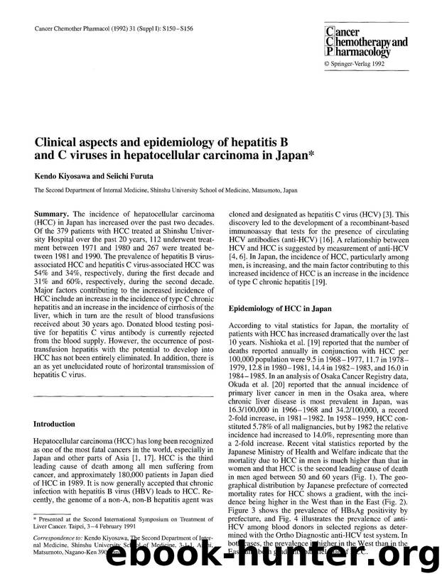 Clinical aspects and epidemiology of hepatitis B and C viruses in hepatocellular carcinoma in Japan by Unknown