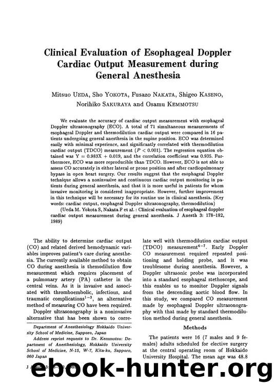 Clinical evaluation of esophageal Doppler cardiac output measurement during general anesthesia by Unknown