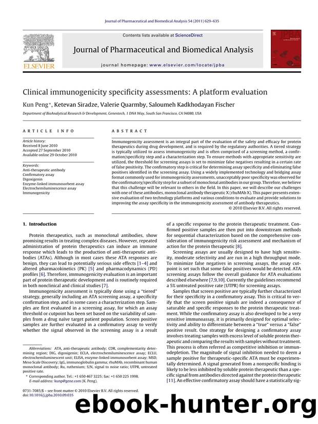 Clinical immunogenicity specificity assessments: A platform evaluation by Kun Peng