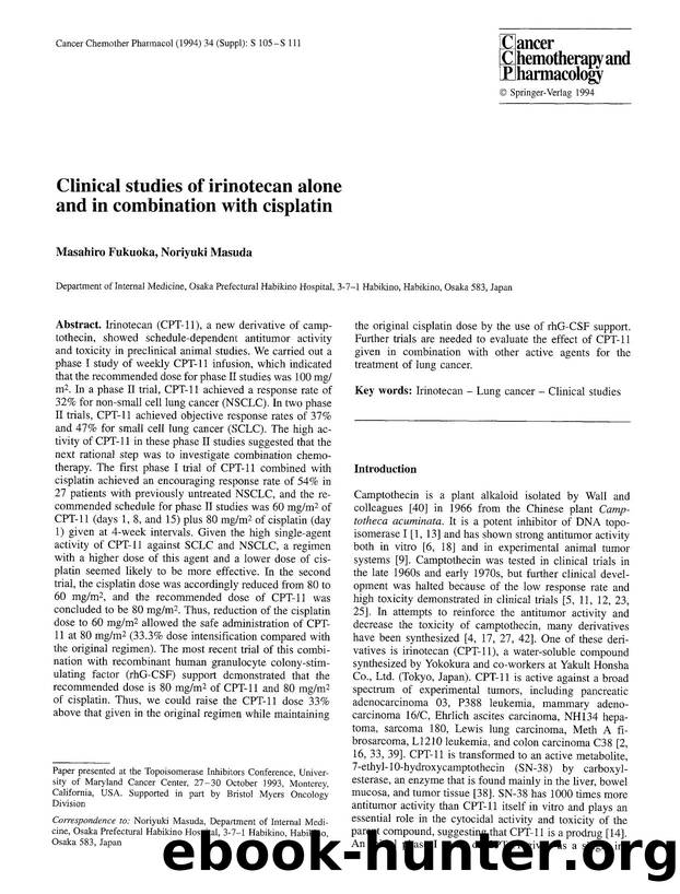 Clinical studies of irinotecan alone and in combination with cisplatin by Unknown