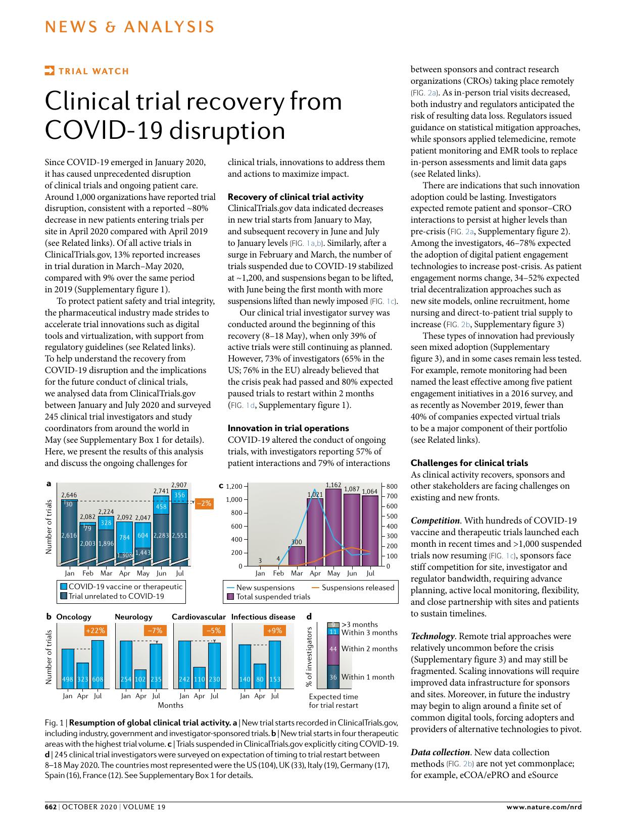 Clinical trial recovery from COVID-19 disruption by John Z. Xue & Katarzyna Smietana & Pawel Poda & Kevin Webster & Guang Yang & Gaurav Agrawal
