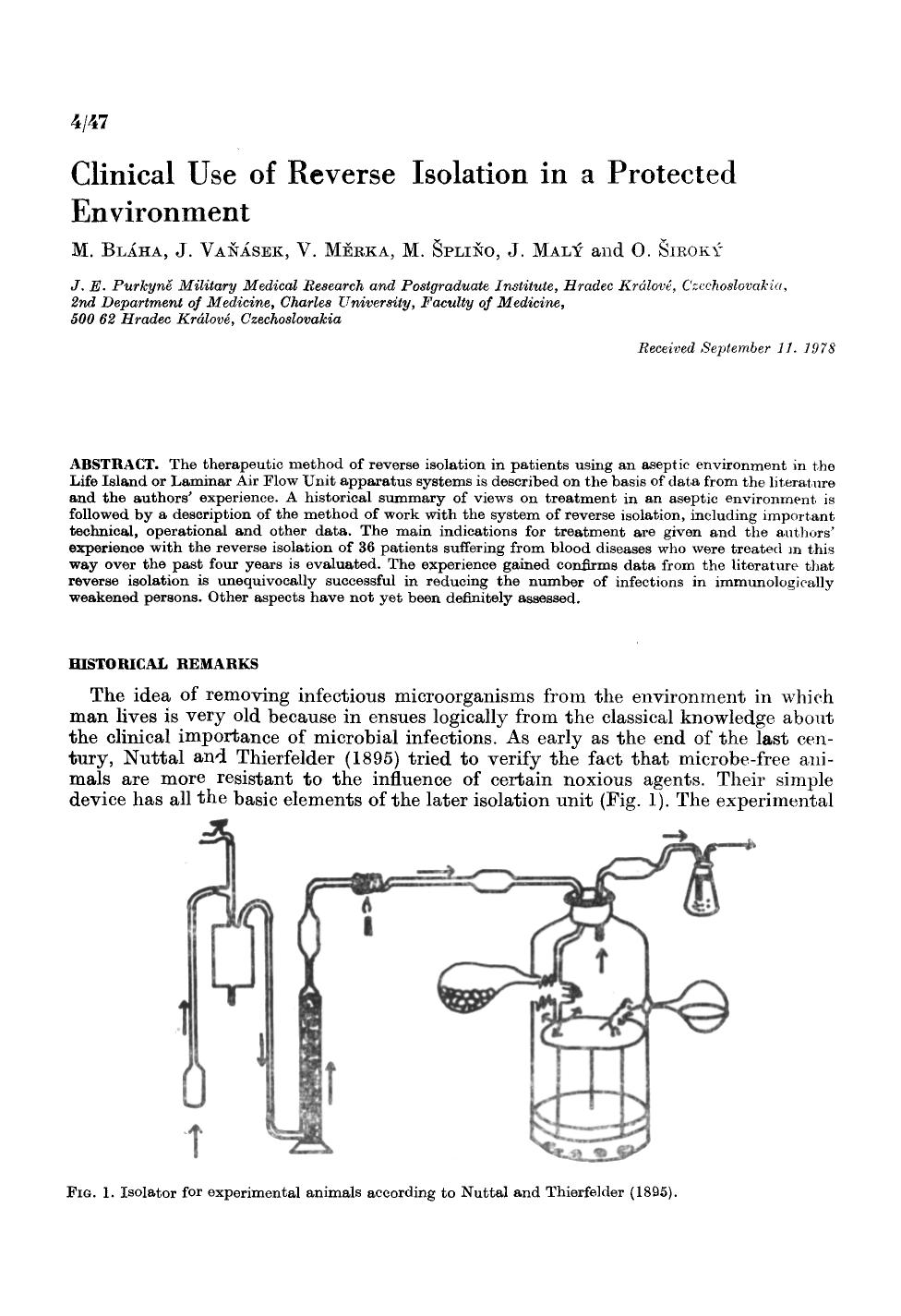 Clinical use of reverse isolation in a protected Environment by Unknown