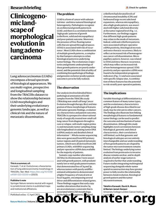 Clinicogenomic landscape of morphological evolution in lung adenocarcinoma by Unknown