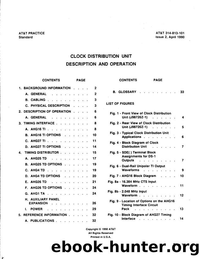 Clock Distribution Unit Description and Operation by AT&&T