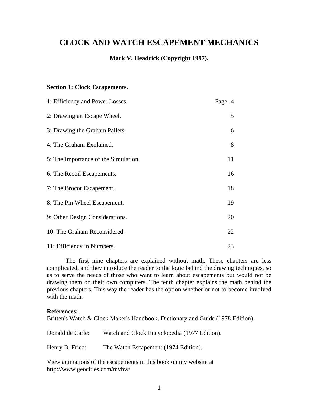 Clock and Watch Escapement Mechanics - Horology by Mark Headrick
