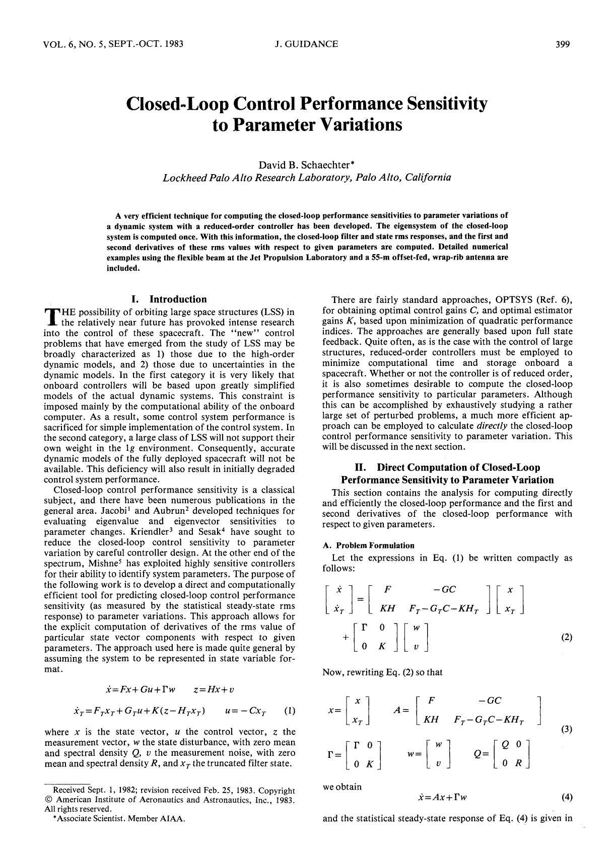 Closed-loop control performance sensitivity to parameter variations by Unknown