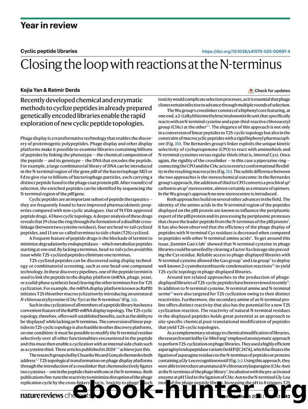 Closing the loop with reactions at the N-terminus by Kejia Yan & Ratmir Derda