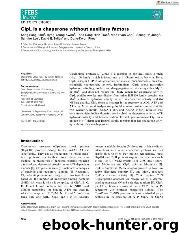 ClpL is a chaperone without auxiliary factors by Unknown
