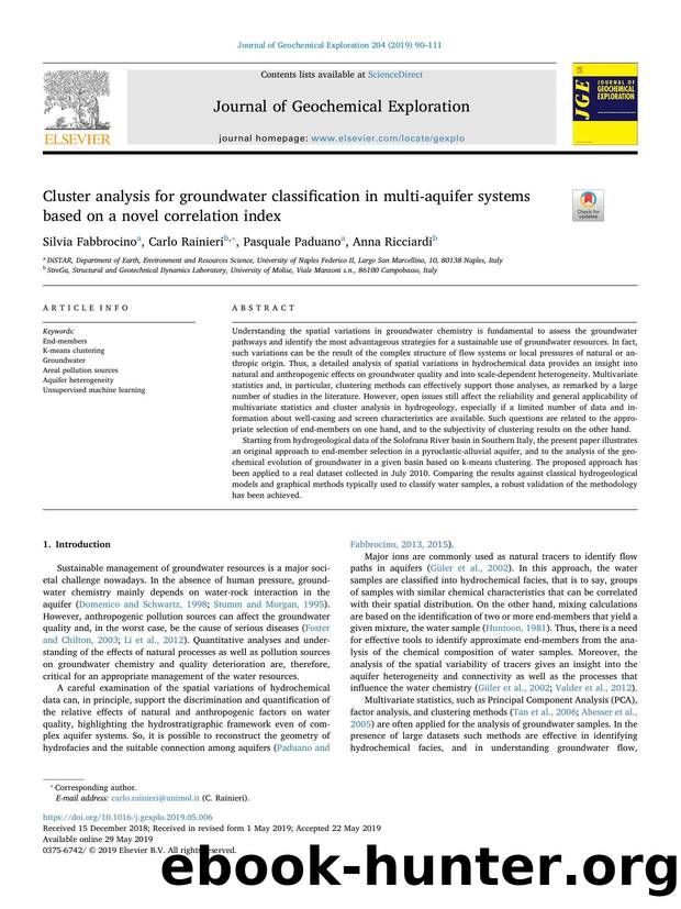 Cluster analysis for groundwater classification in multi-aquifer systems based on a novel correlation index by Silvia Fabbrocino & Carlo Rainieri & Pasquale Paduano & Anna Ricciardi