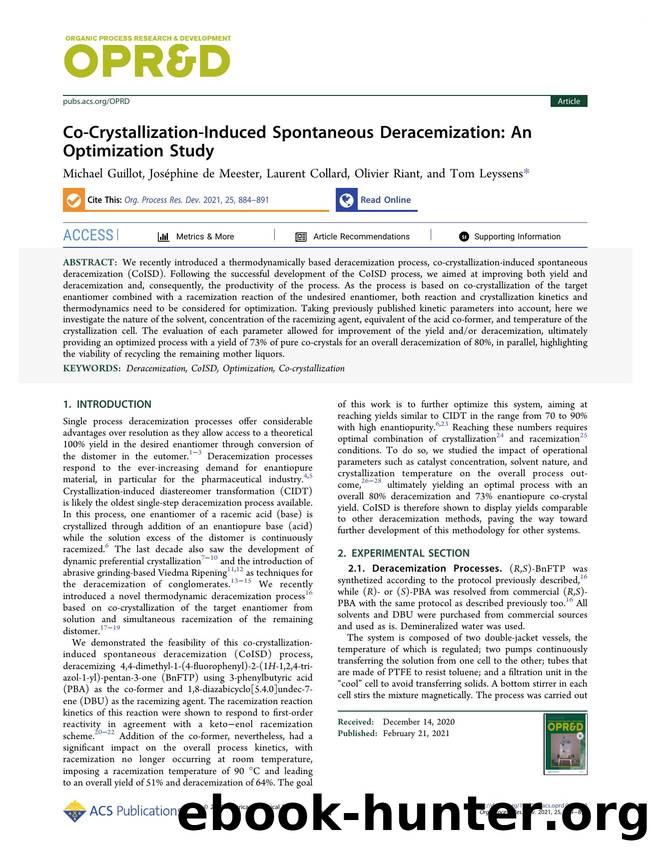 Co-Crystallization-Induced Spontaneous Deracemization: An Optimization Study by Michael Guillot Joséphine de Meester Laurent Collard Olivier Riant and Tom Leyssens