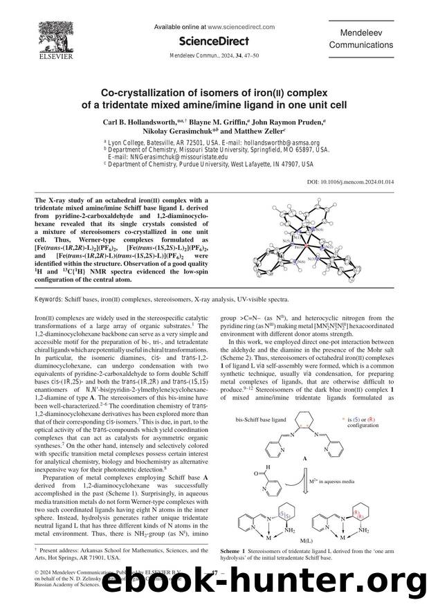 Co-crystallization of isomers of iron(ii) complex of a tridentate mixed amineimine ligand in one unit cell by unknow