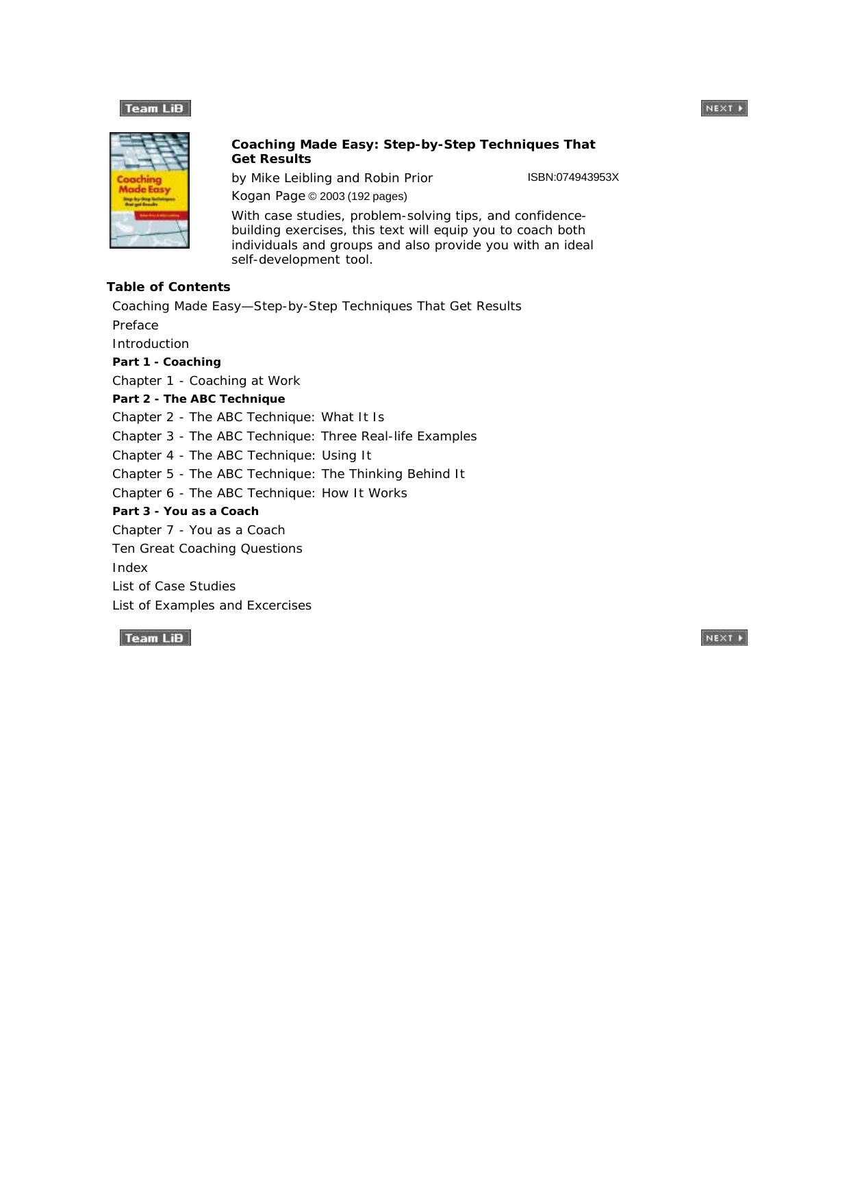 Coaching Made Easy: Step-By-Step Techniques That Get Results by Robin Prior Mike Leibling