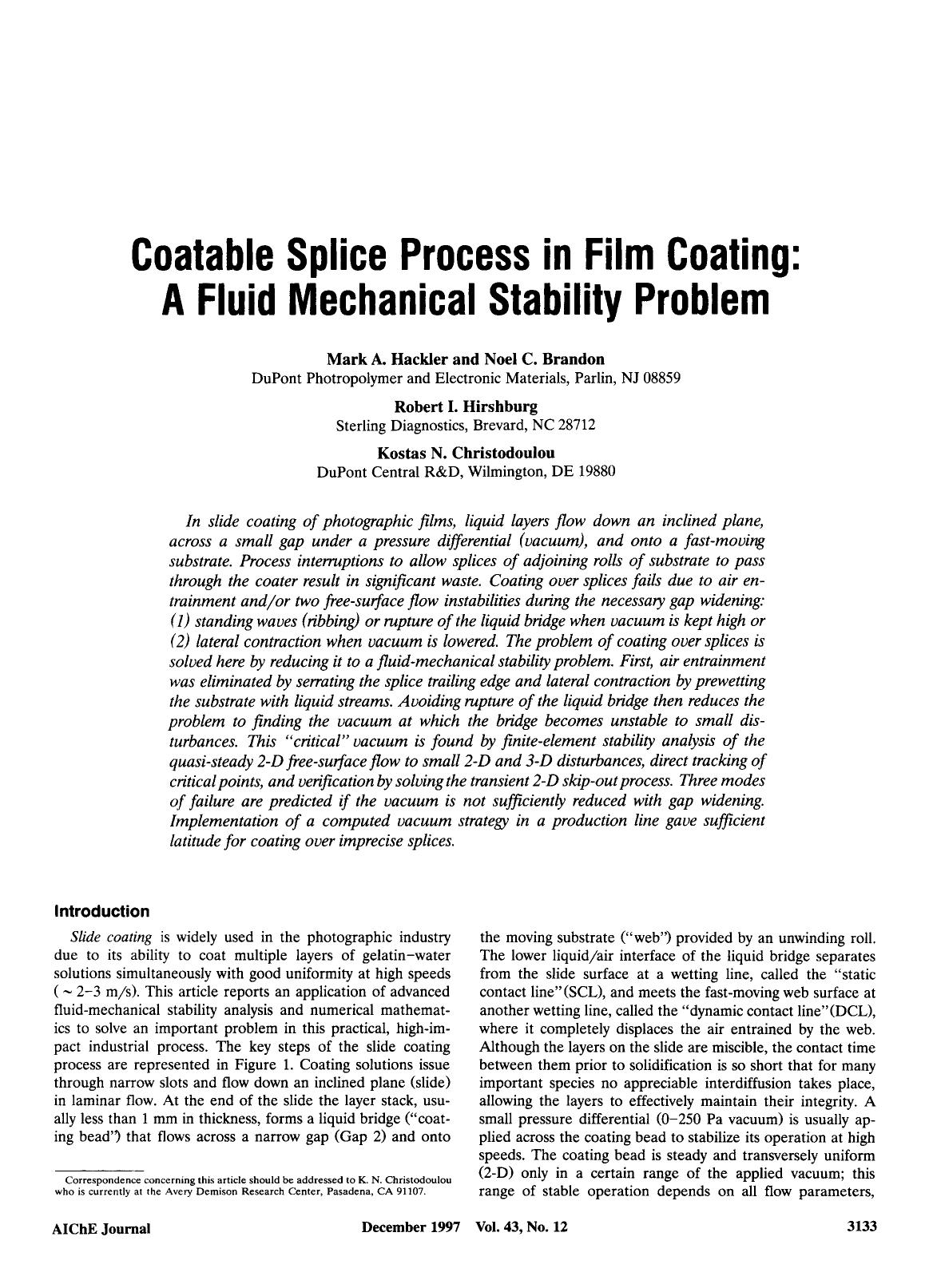 Coatable splice process in film coating: A fluid mechanical stability problem by Unknown