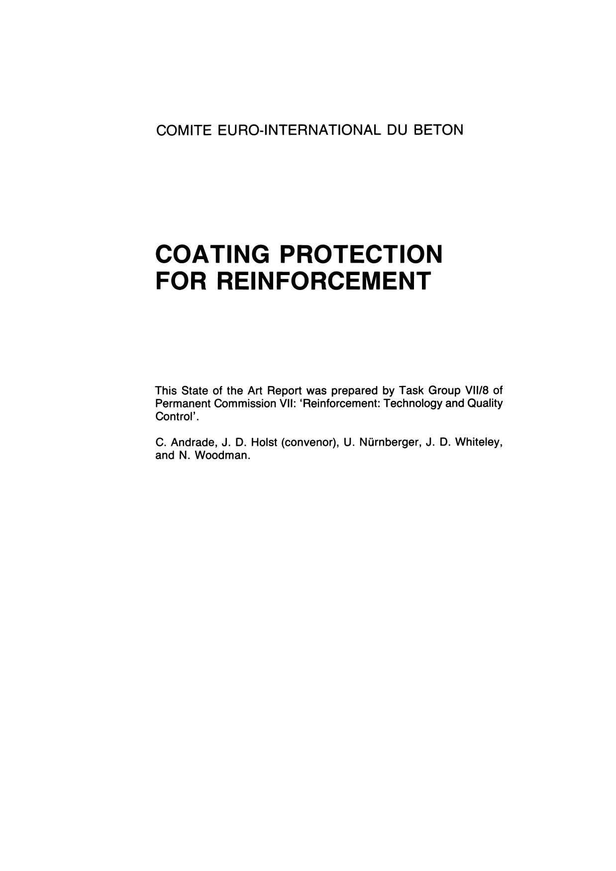 Coating Protection for Reinforcement by Comite Euro-International du Beton
