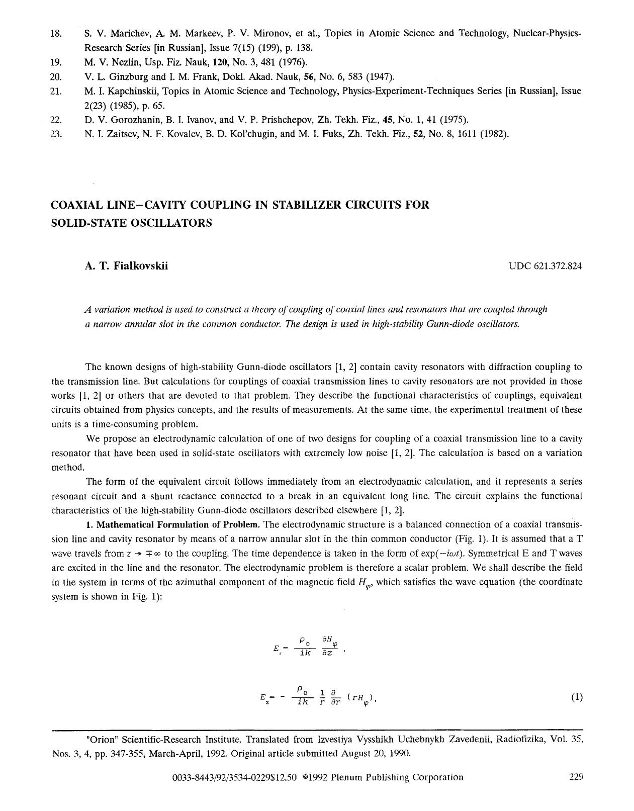 Coaxial line-cavity coupling in stabilizer circuits for solid-state oscillators by Unknown