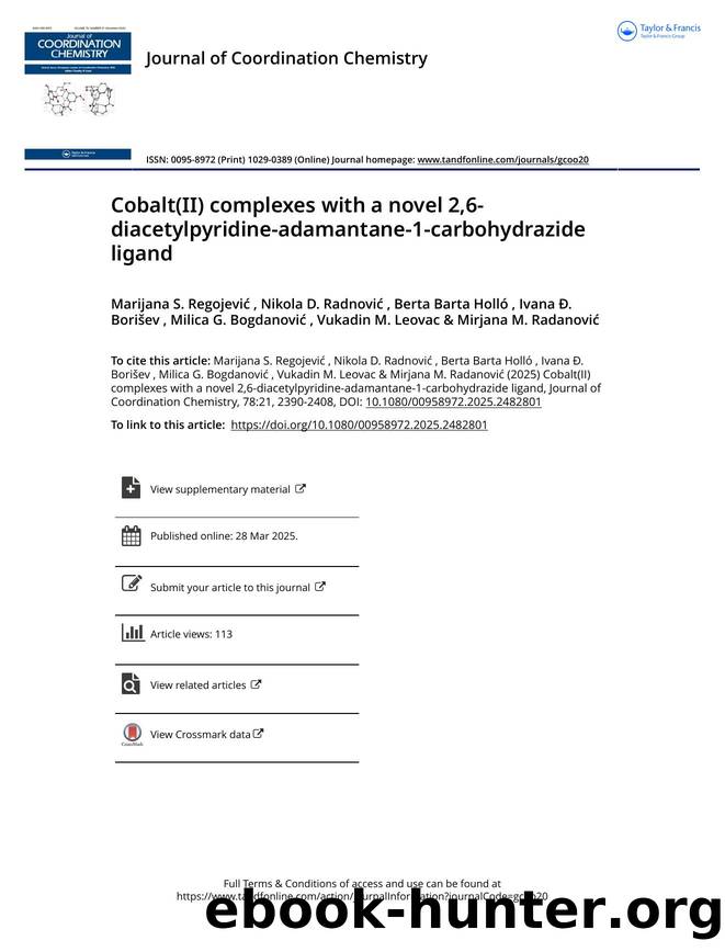 Cobalt(II) complexes with a novel 2,6-diacetylpyridine-adamantane-1-carbohydrazide ligand by unknow