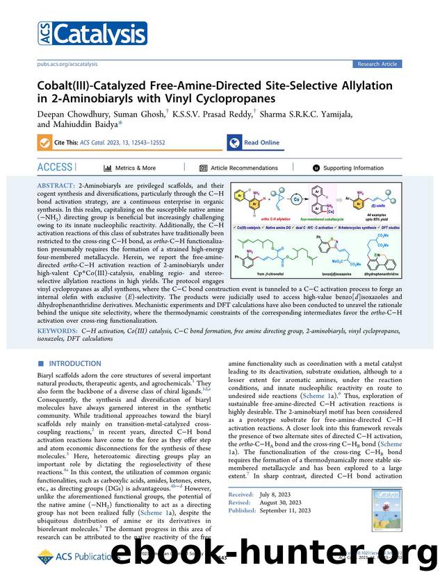 Cobalt(III)-Catalyzed Free-Amine-Directed Site-Selective Allylation in 2-Aminobiaryls with Vinyl Cyclopropanes by Deepan Chowdhury Suman Ghosh K.S.S.V. Prasad Reddy Sharma S.R.K.C. Yamijala and Mahiuddin Baidya