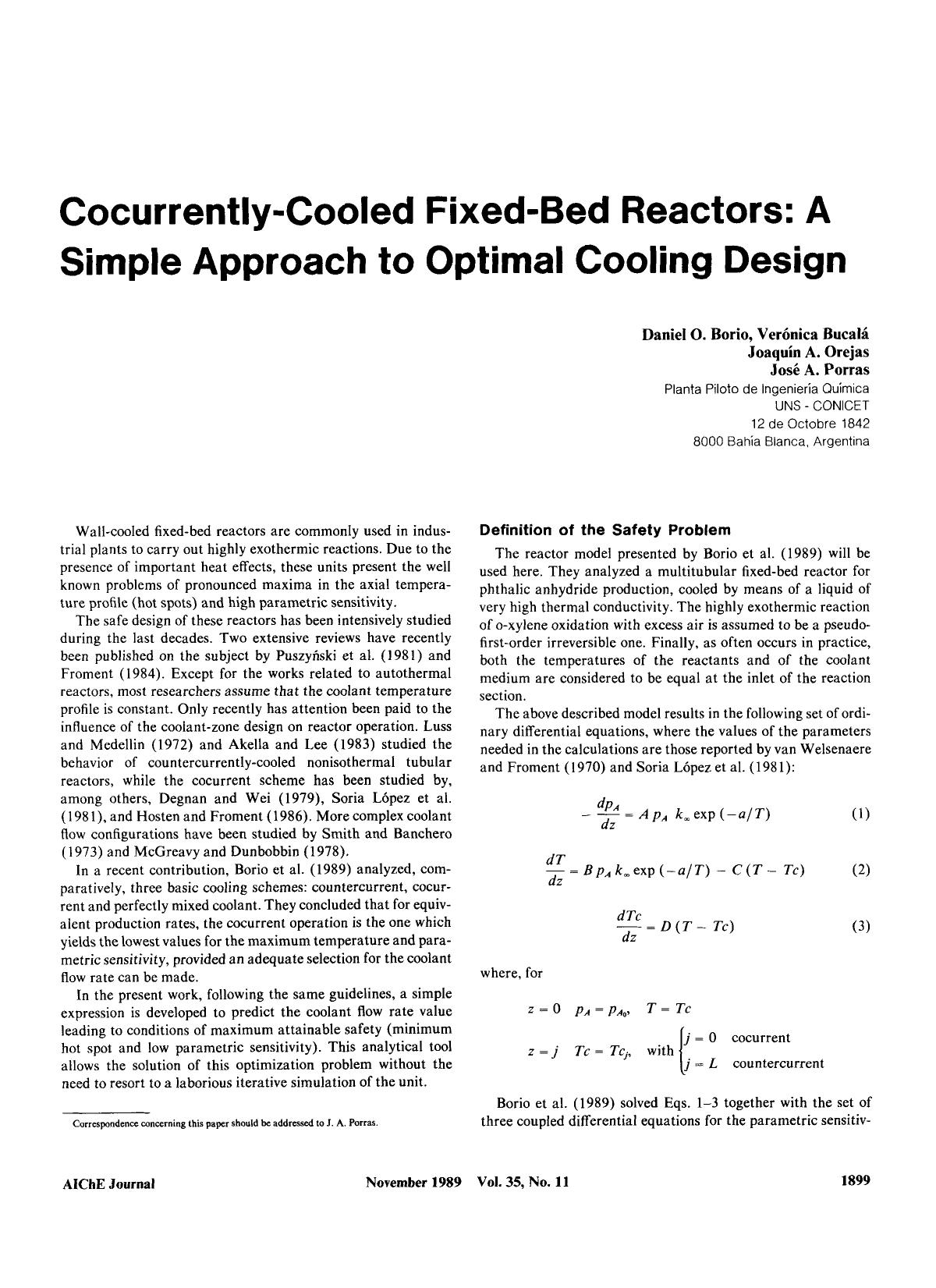 Cocurrently-cooled fixed-bed reactors: A simple approach to optimal cooling design by Unknown