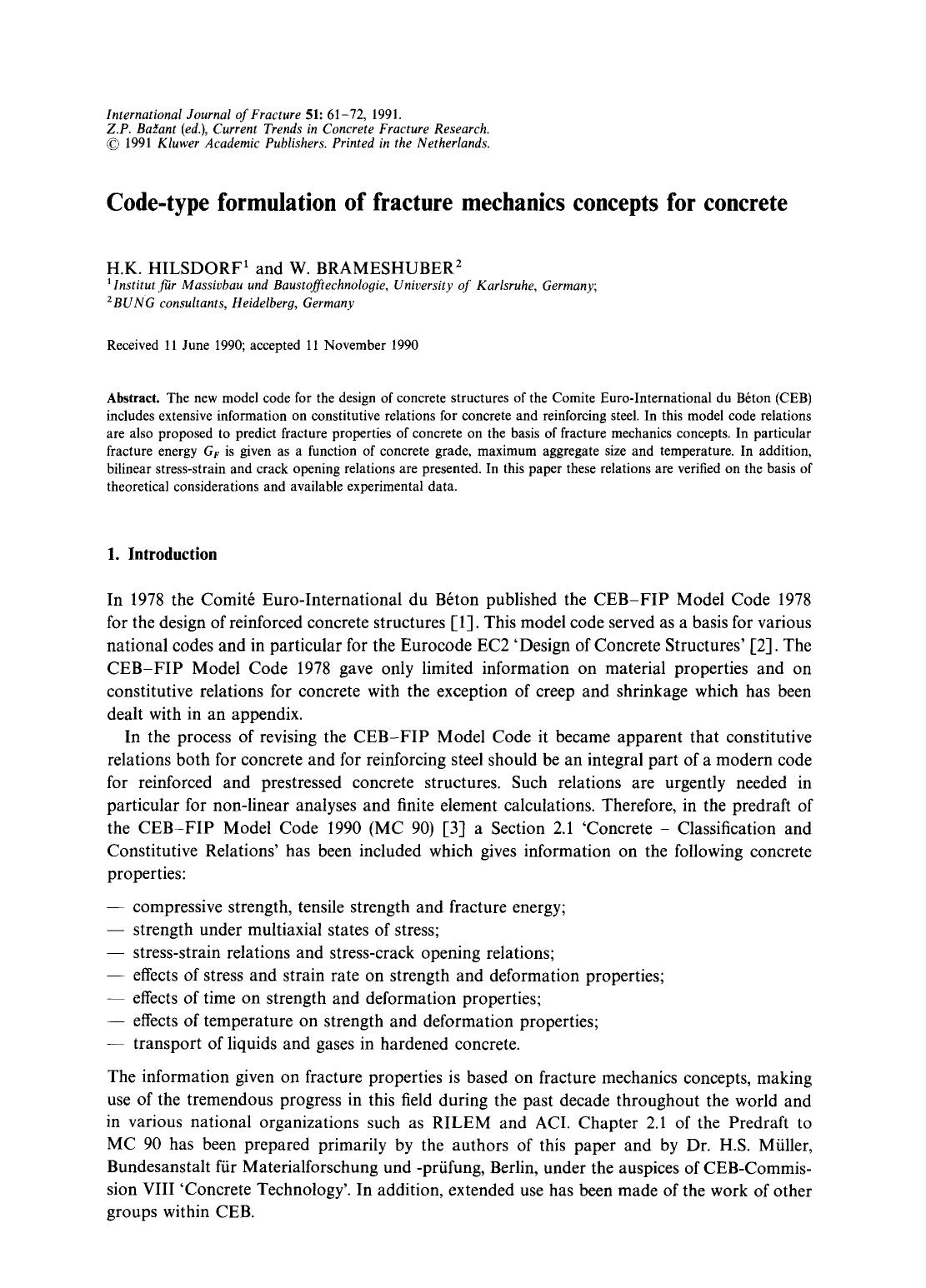 Code-type formulation of fracture mechanics concepts for concrete by Unknown