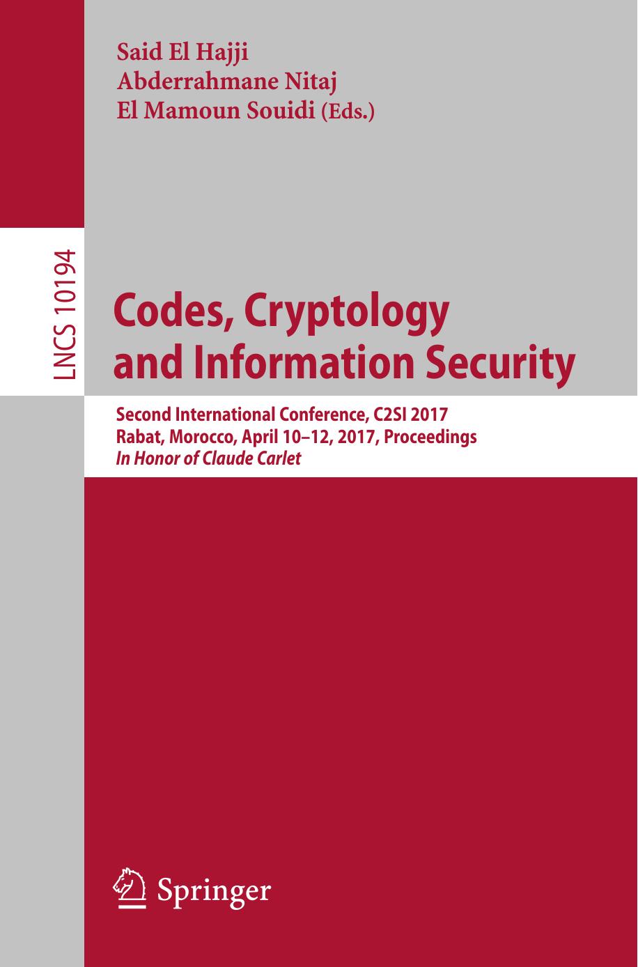 Codes, Cryptology and Information Security by Unknow