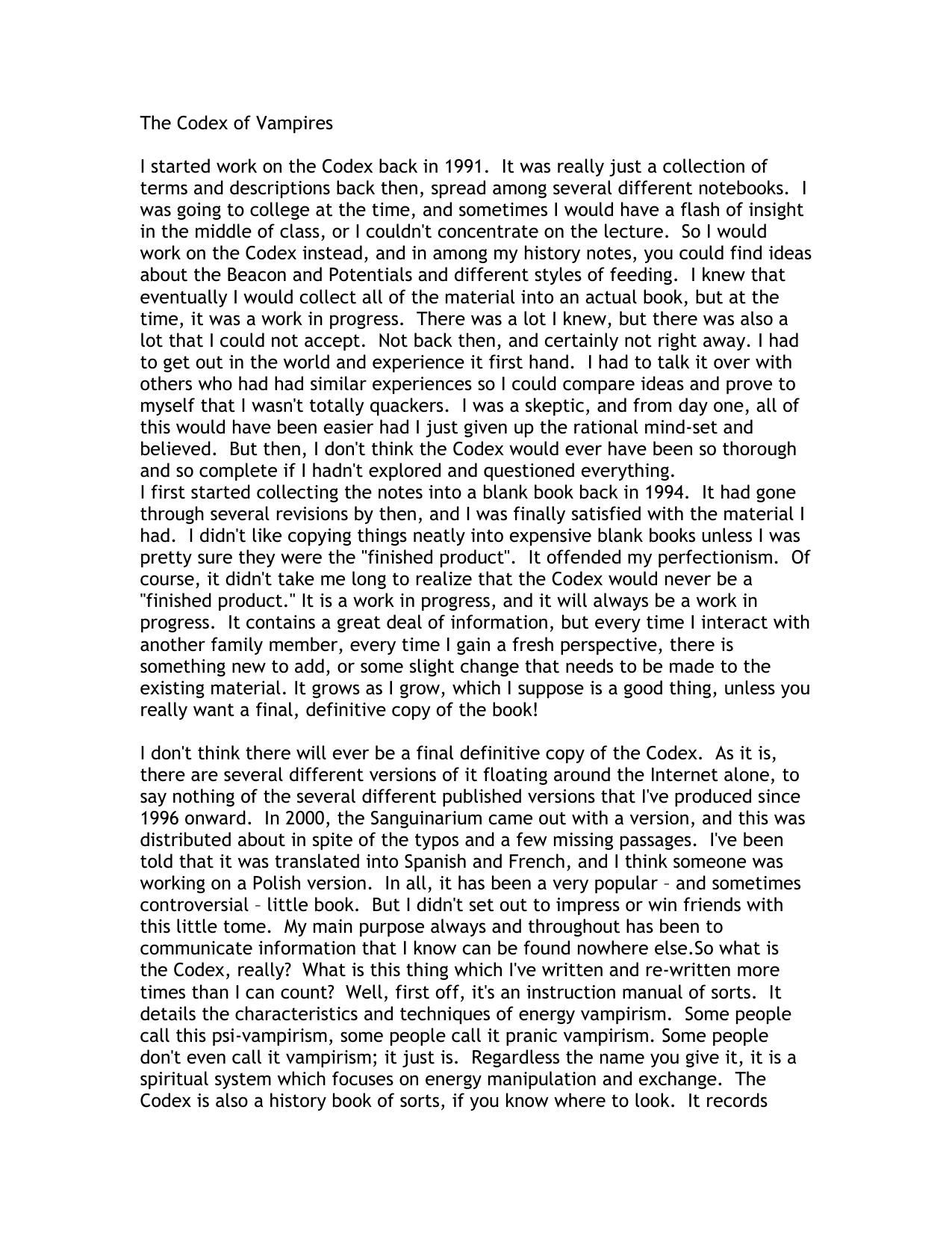 Codex of Vampires by Unknown