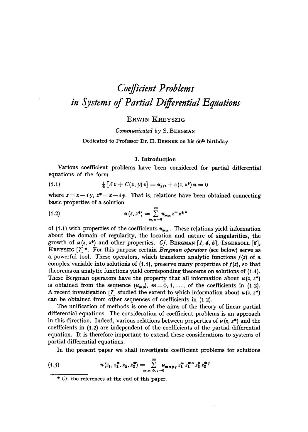 Coefficient problems in systems of partial differential equations by Unknown