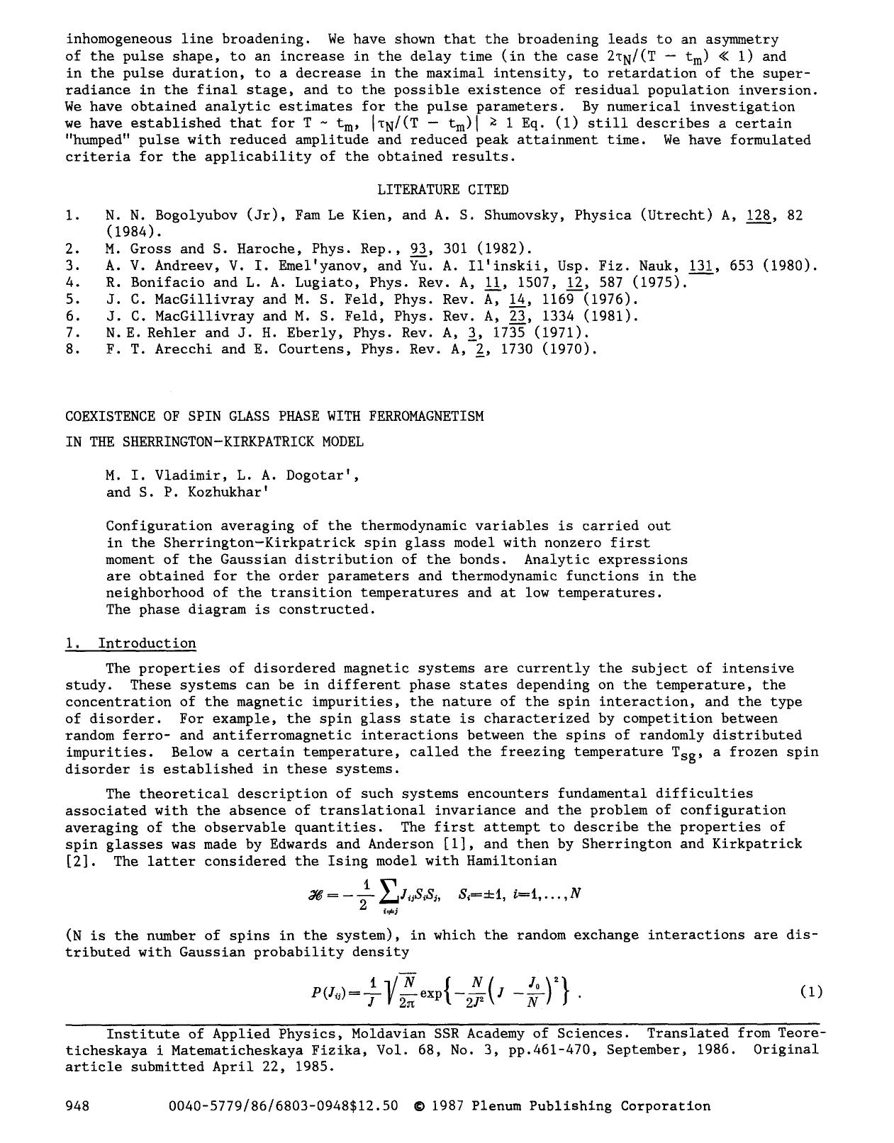 Coexistence of spin glass phase with ferromagnetism in the Sherrington-Kirkpatrick model by Unknown