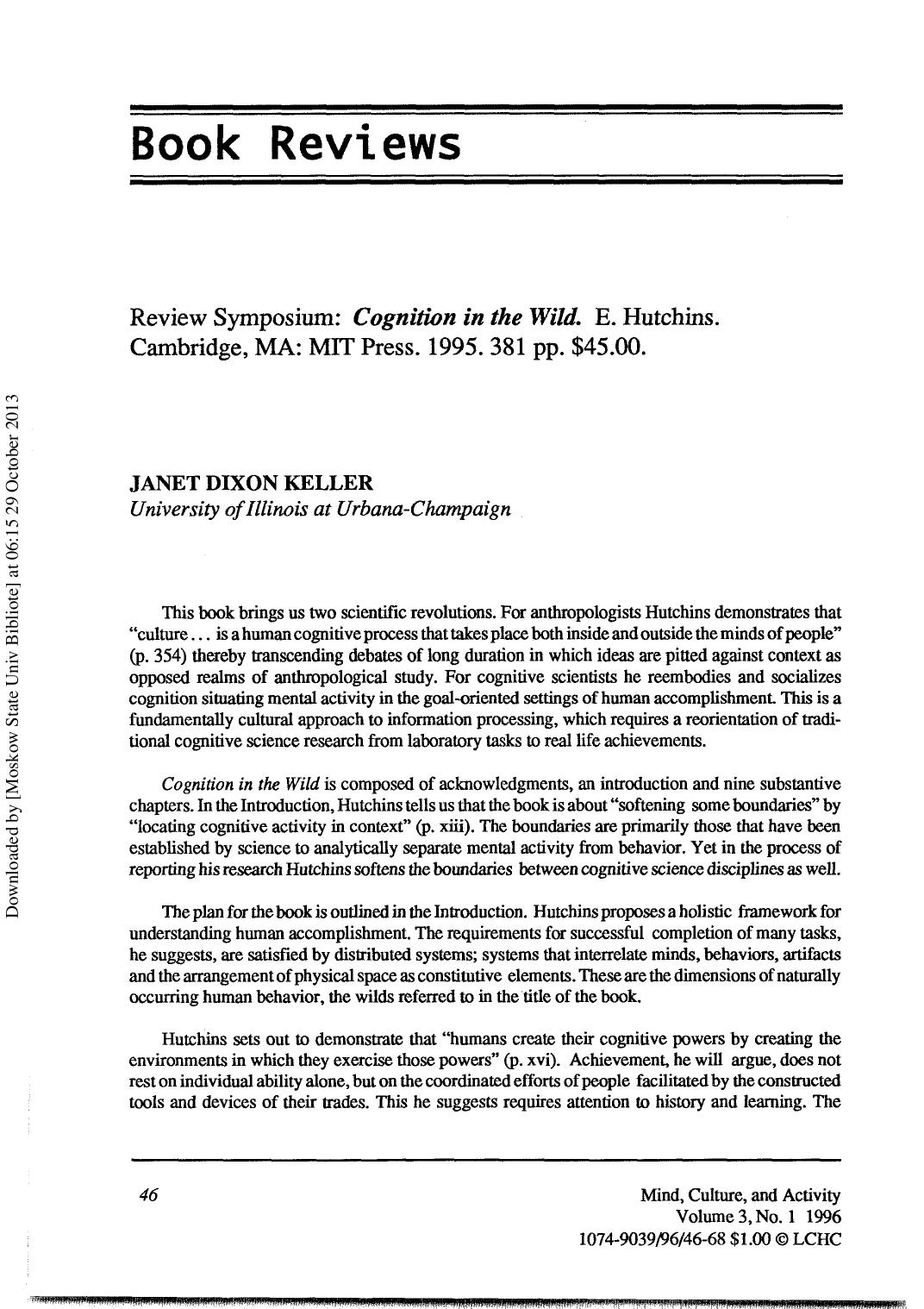Cognition in the Wild (Book). by Unknown