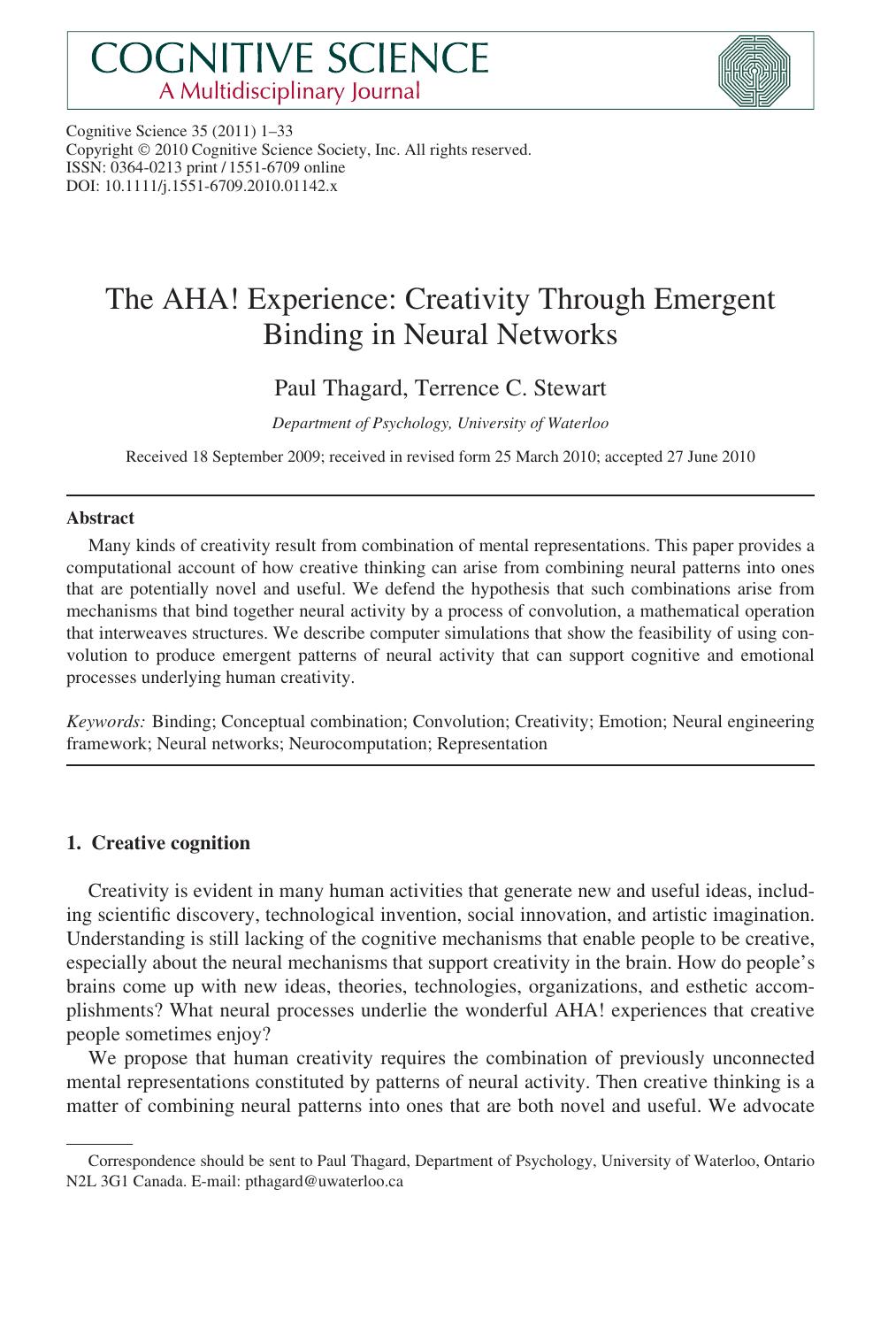 Cognitive Science - A Multidisciplinary Journal, Volume 35, Issue 1 by Arthur B. Markman (Ed.)
