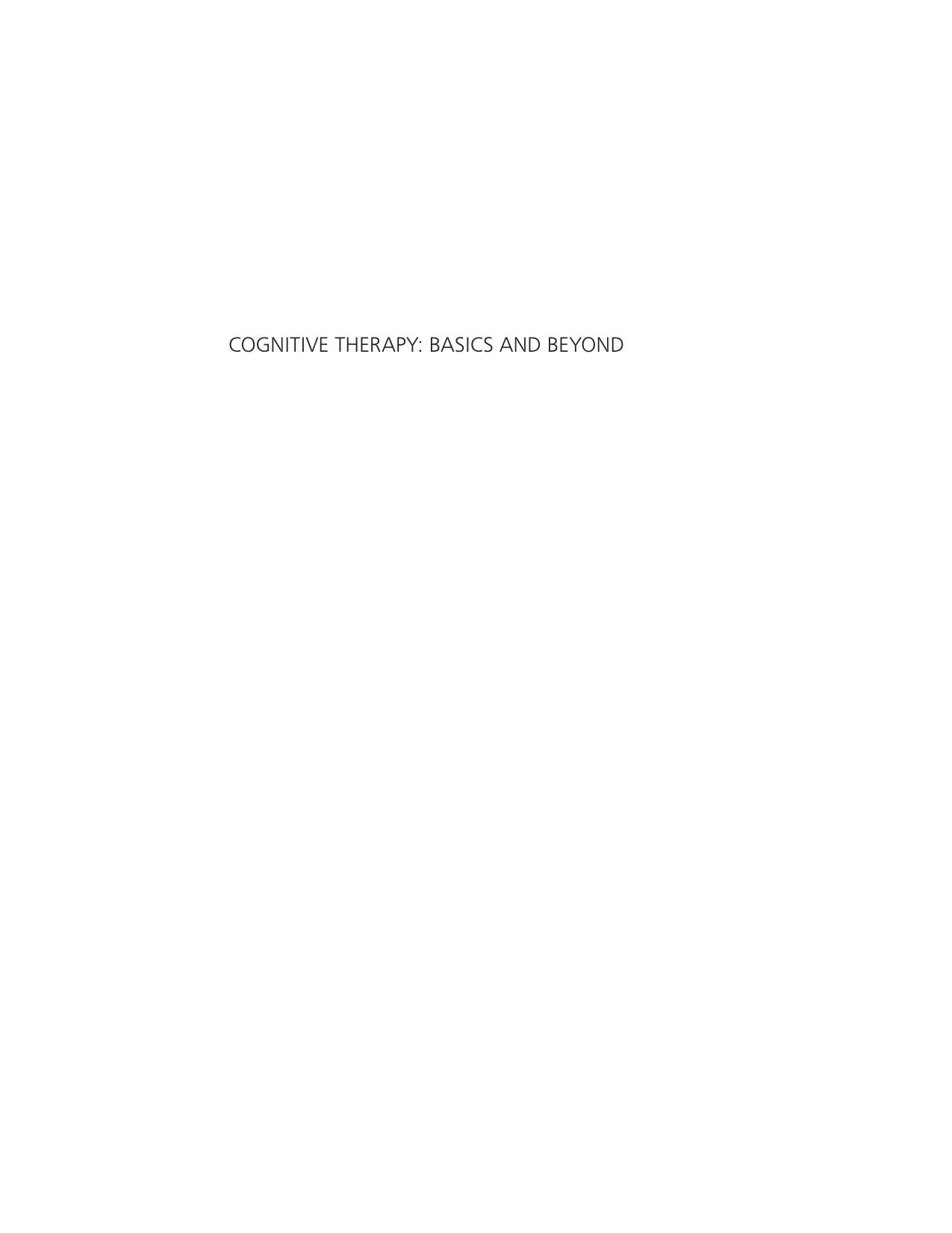 Cognitive therapy: basics and beyond by Judith S. Beck Phd