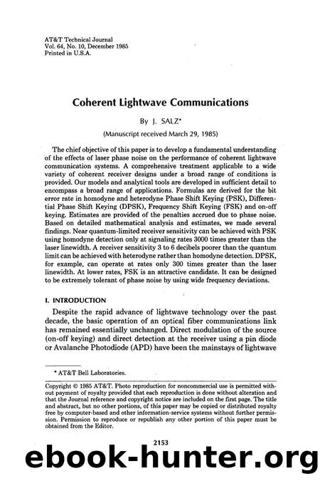 Coherent Lightwave Communications by Unknown
